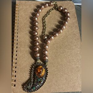 Heidi Daus "Divine Miss Paisley" crystal and faux pearl statement necklace